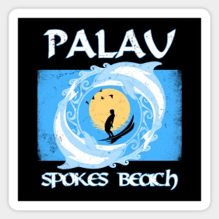 Flag of Palau Spokes Beach Sticker